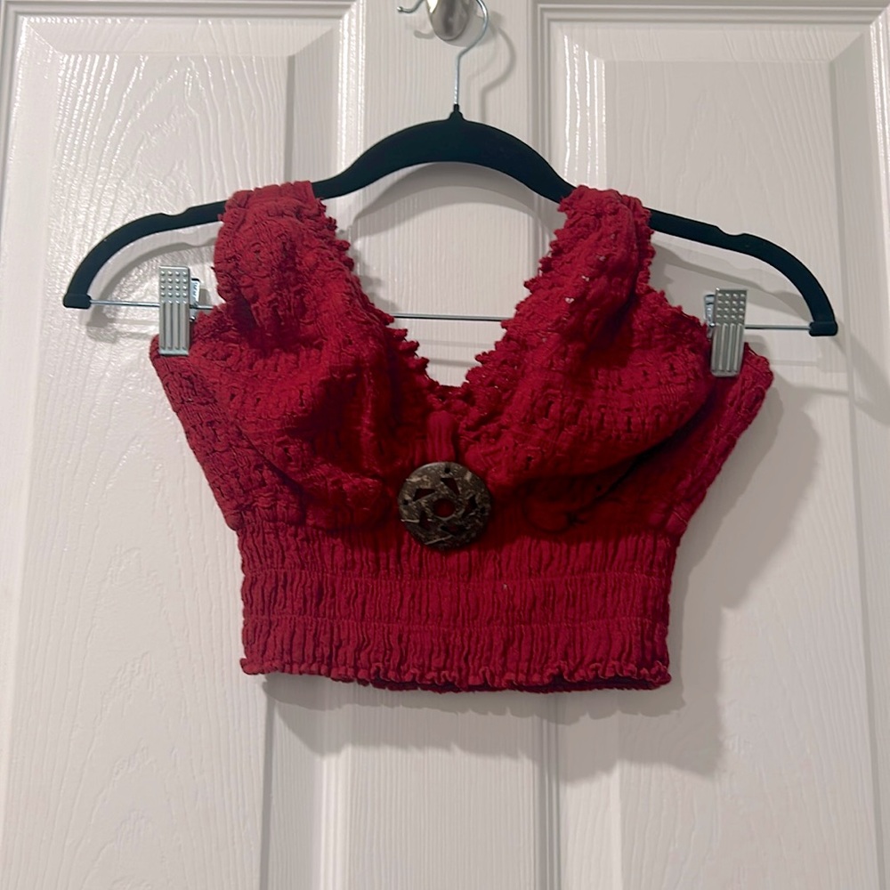 Red festival halter top